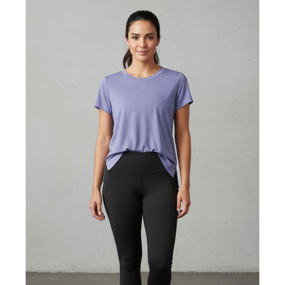 GAIAM Periwinkle Short‎ Sleeve Split Hem Tee T-Shirt Shirt Top Women's M EUC